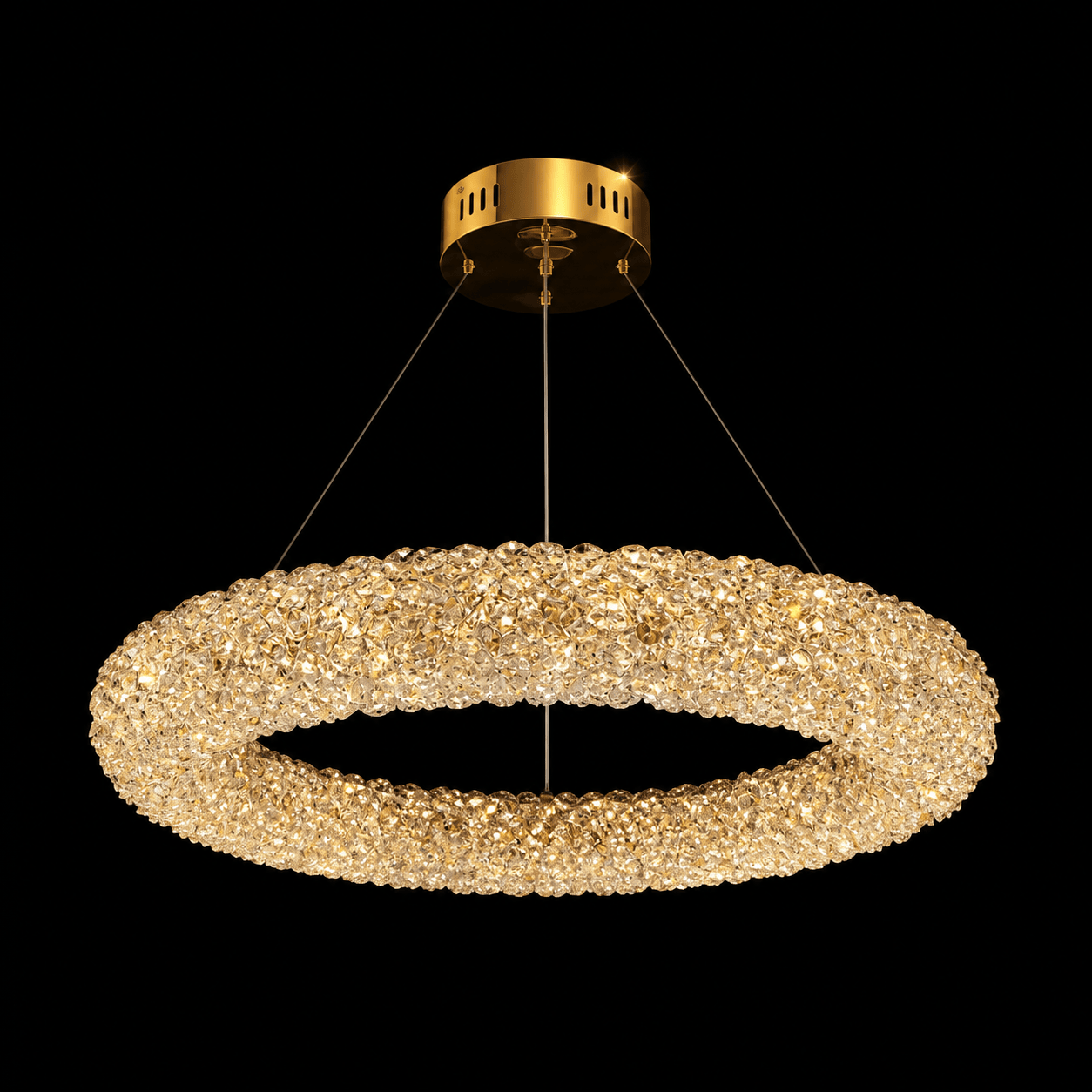 Lustre mini en cristaux de marque HomeDeLuxe, suspendu avec plusieurs cristaux brillants pour une décoration élégante.