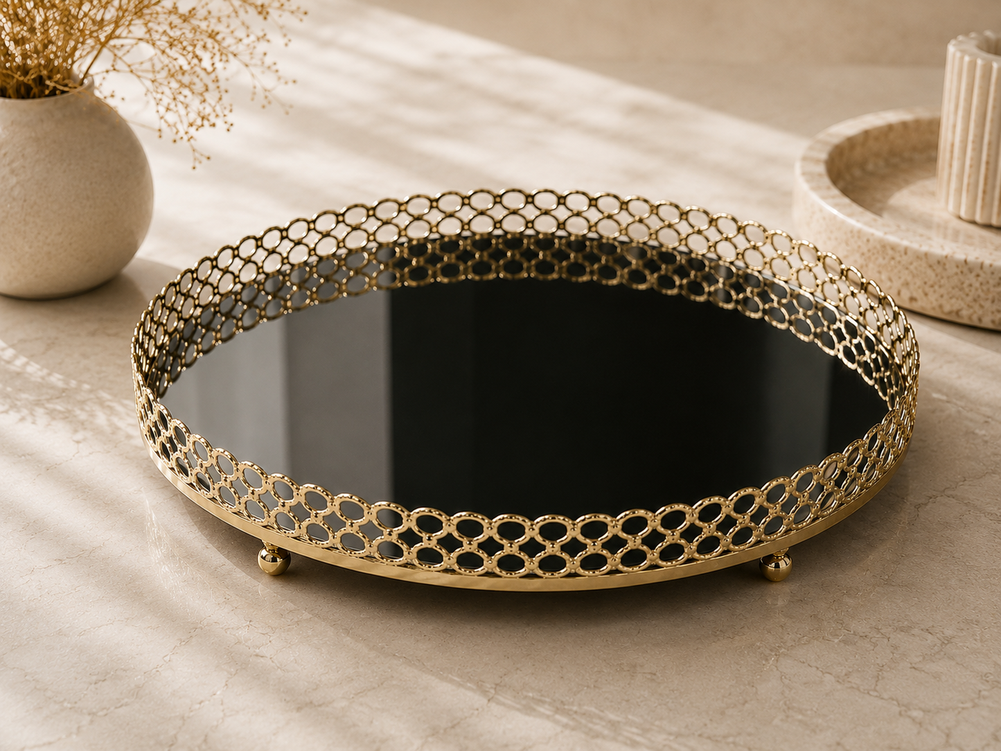 Plateau rond miroir
