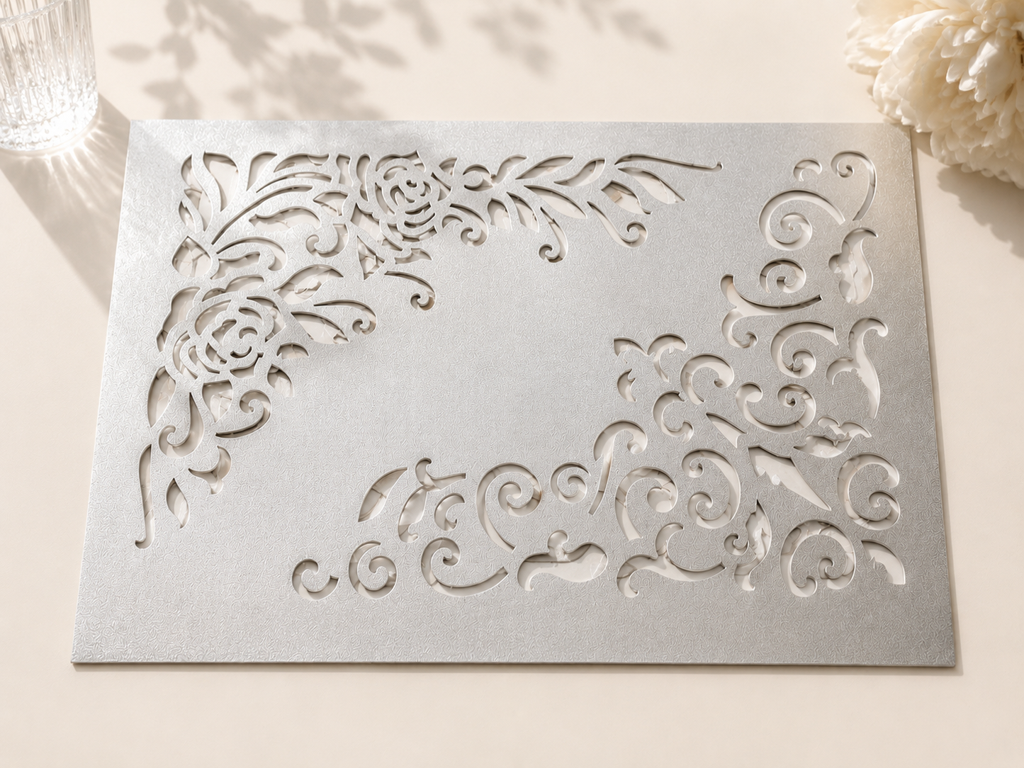 Lot de 12 set de table rectangulaire argenté