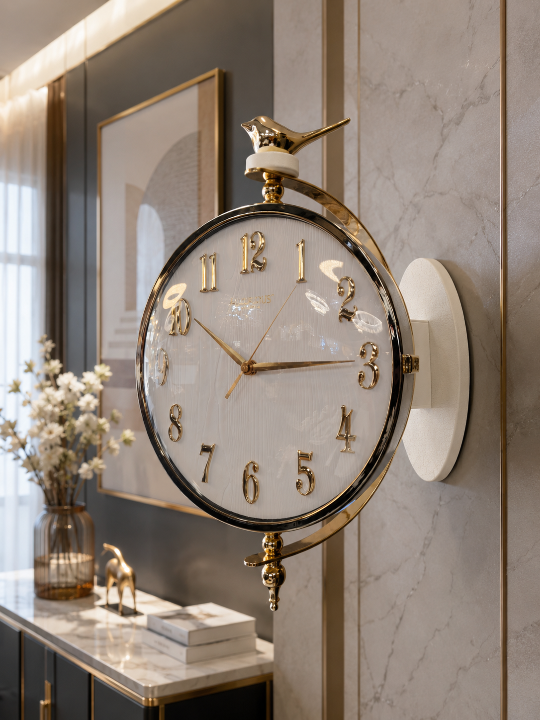 Horloge murale double cadran