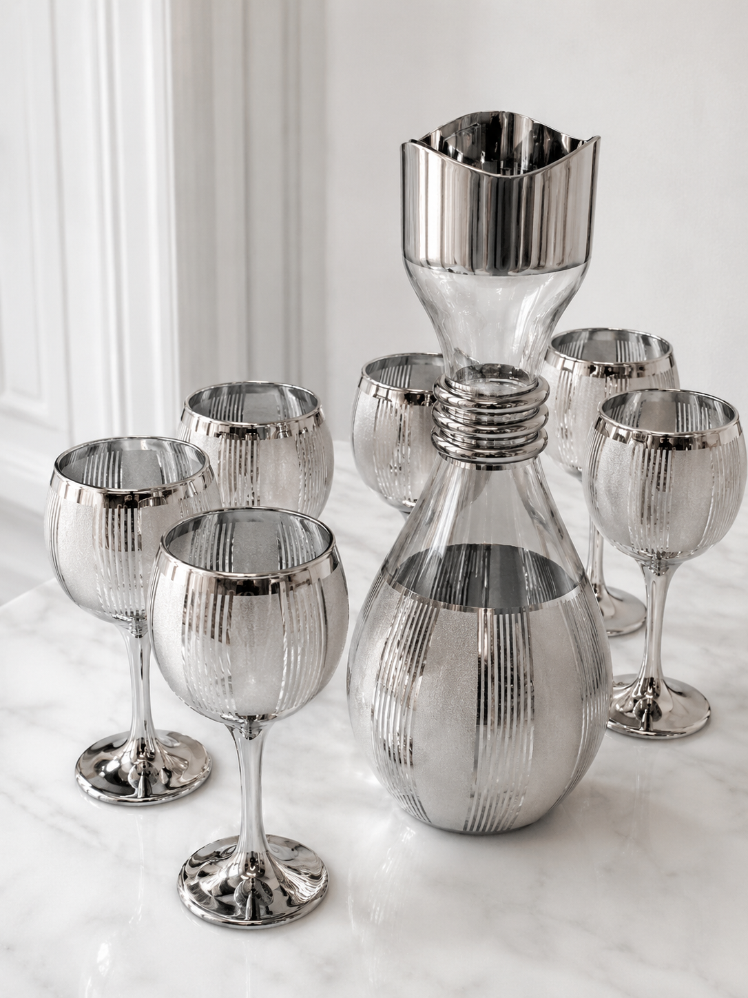 Carafes & 6 verres a pied