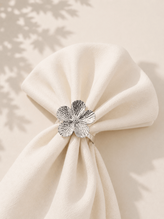 Rond de serviette fleur silver - HomeDeLuxe