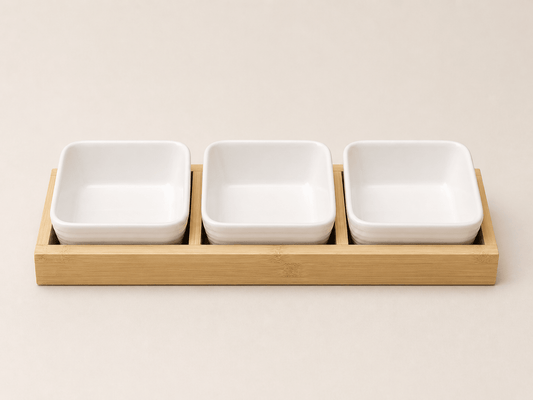 Trio pour condiments bois clair - HomeDeLuxe